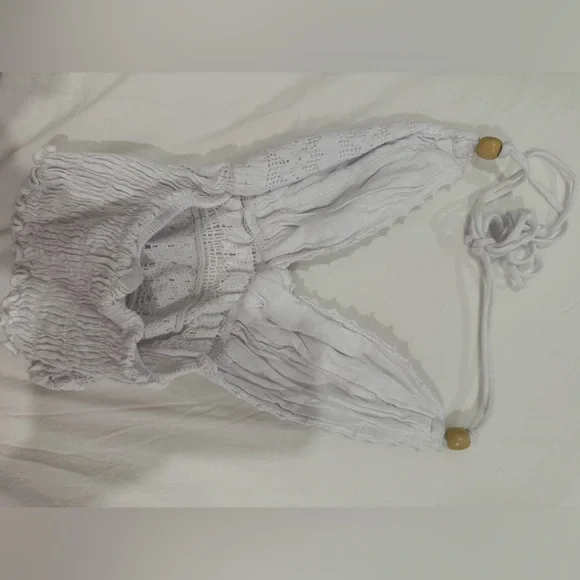 Crochet white halter top M (stretchy- will small and extra small 2) New Boho - Picture 3 of 4